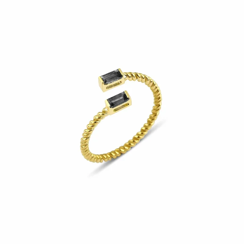 Tourmaline Gemstone Rings in 18K Two - Tone Gold with a Floral - Shaped Setting for a Feminine TouchLara Double Twist 18K Gold Ring w. Diamonds