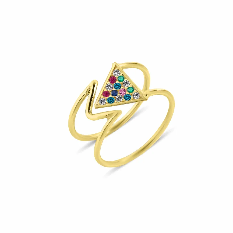 Opal Gemstone Rings in Rose Gold with a Milgrain Edge for a Feminine and Romantic StyleMara Rainbow 18K Gold Ring w. Diamonds, Emeralds, Rubies & Sapphires