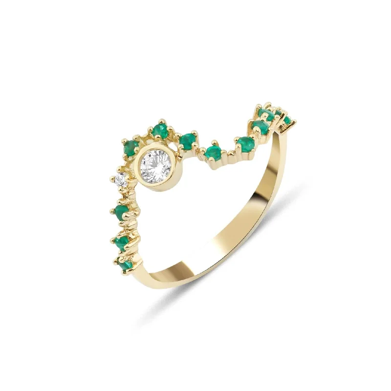 Jasper Gemstone Rings in 18K Gold Vermeil with a Matte Finish for a Subtle and Elegant LookSonia Wave 18K Gold Ring w. White diamonds Diamonds & Emeralds