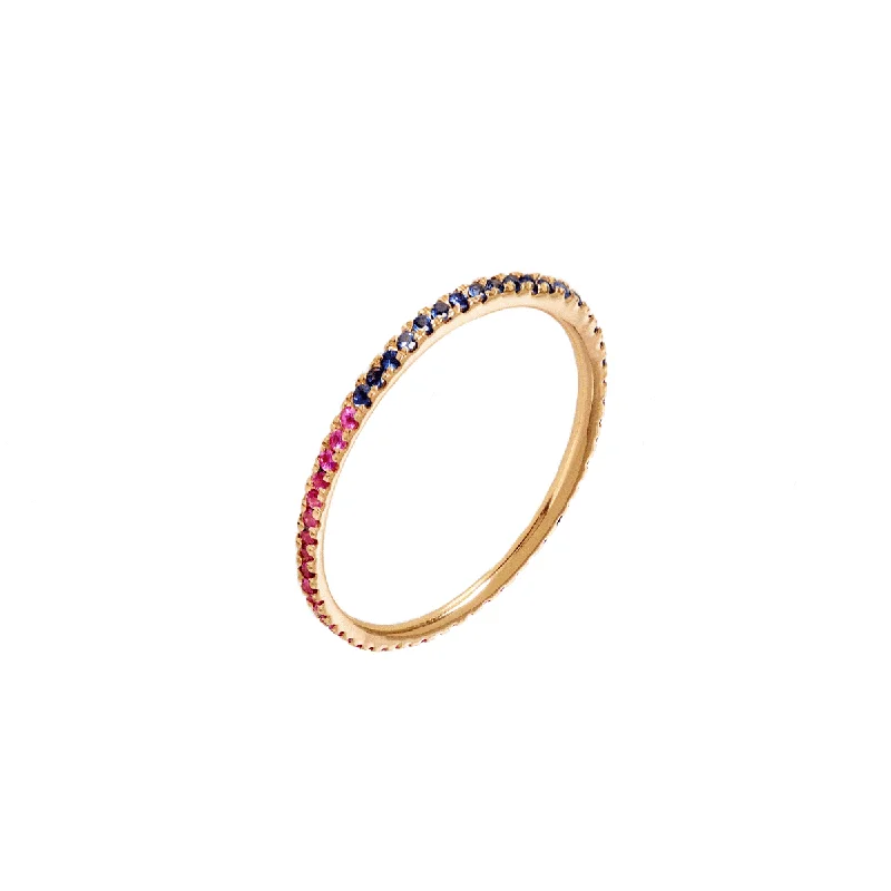 Opal Gemstone Rings in Rose Gold with a Milgrain Edge for a Feminine and Romantic StyleClaire Eternity - PB 18K Gold Ring w. Pink & Blue Sapphires