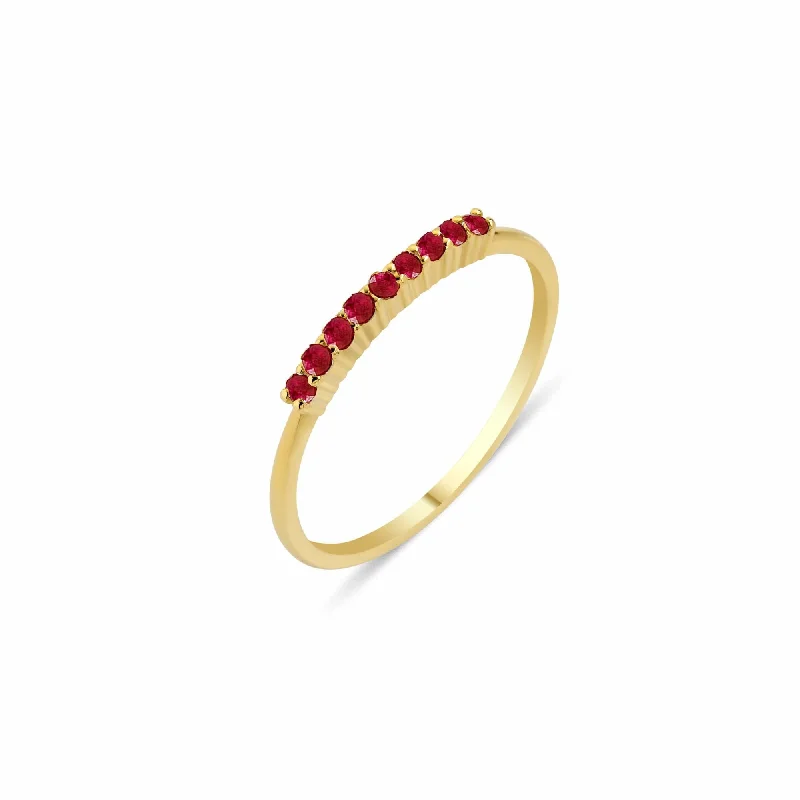 Alexandrite Gemstone Rings in Platinum with a Hidden Halo for a Rare and Luxurious PieceLara Bar 18K Gold Ring w. Rubies