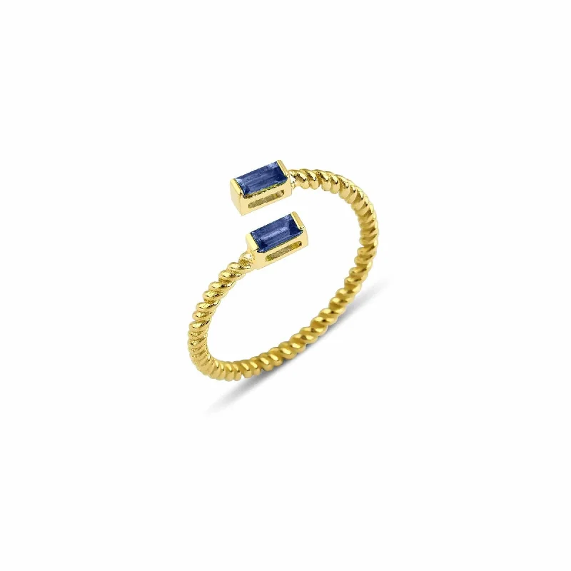 Peridot Gemstone Rings in 14K Gold - Filled Metal with a Pave - Set Band for a Sparkling LookLara Double Twist 18K Gold Ring w. Sapphires