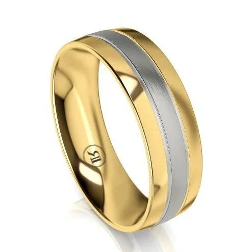 Stackable Wedding Bands in Sterling Silver with Enamel Inlays for a Colorful and Versatile OptionGold and Wide Titanium Centered Wedding Ring (IN1038)