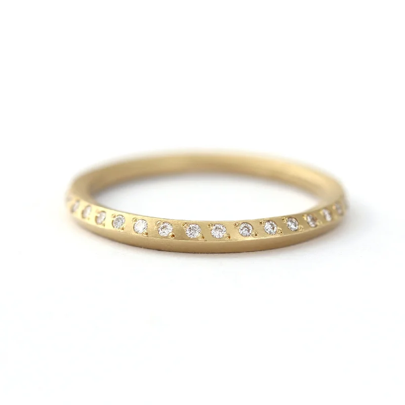 Adjustable - Fit Wedding Bands in Gold - Plated Metal for a Comfortable and Custom - Fitting OptionMinimalist Wedding Ring - Half Eternity Band