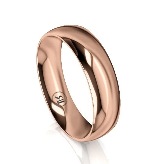 Infinity - Symbol Wedding Bands in Rose Gold with Small Diamonds for a Romantic and Symbolic GestureHigh Dome Comfort Fit Wedding Ring (AD) - Rose Gold