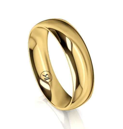 Infinity - Symbol Wedding Bands in Rose Gold with Small Diamonds for a Romantic and Symbolic GestureHigh Dome Comfort Fit Wedding Ring (AD) - Yellow Gold