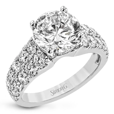 Princess Cut Engagement Rings in 18K White Gold with Micro - Pave Side StonesRound-Cut Engagement Ring In 18k Gold With Diamonds