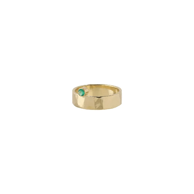 Agate Gemstone Rings in Sterling Silver with a Mosaic - Inspired Inlay for a Bohemian StyleAnnie 14K Gold Ring w. Green Emerald