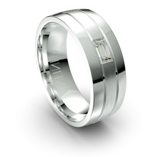 Emerald - Cut Gemstone Wedding Bands in 18K Gold for a Luxurious and Statement - Making PiecePalladium Diamond Wedding Ring (1572D)