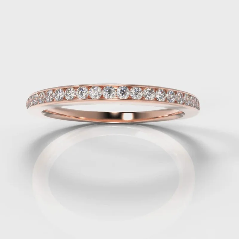 Platinum Celtic - Inspired Wedding Bands with Intricate Knotwork Patterns for a Symbolic and Stylish ChoicePetite Channel Set Diamond Wedding Ring - Rose Gold