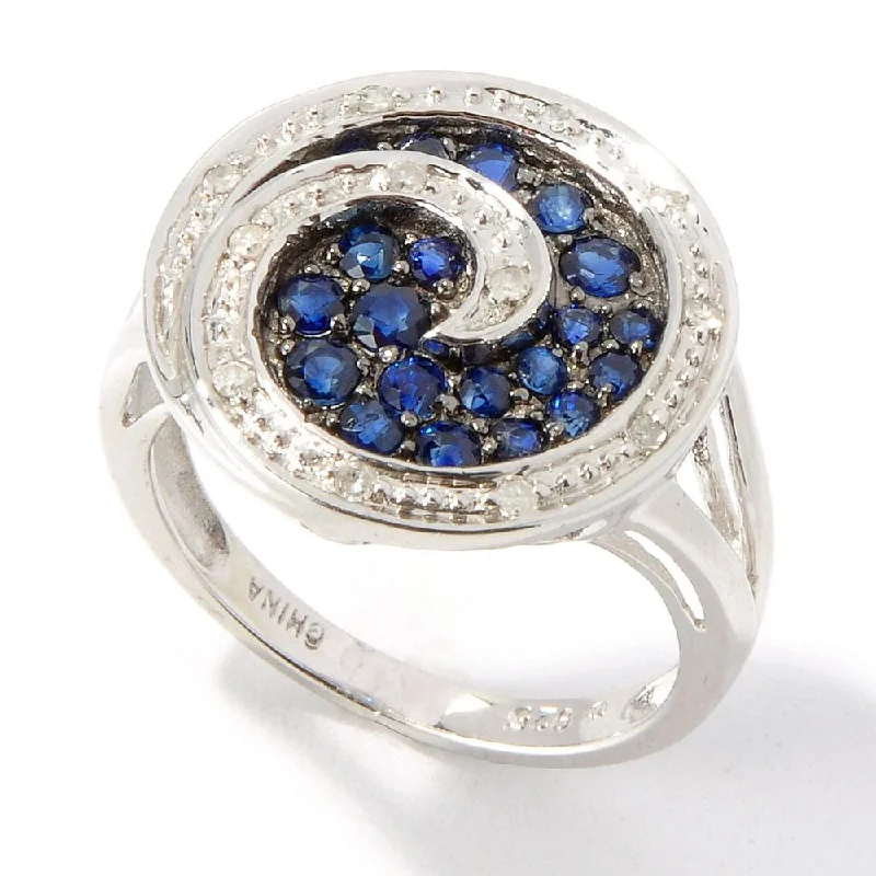 Agate Gemstone Rings in Sterling Silver with a Mosaic - Inspired Inlay for a Bohemian StylePlatinum o/ Silver 0.71ctw Blue Sapphire & Diamond Ring