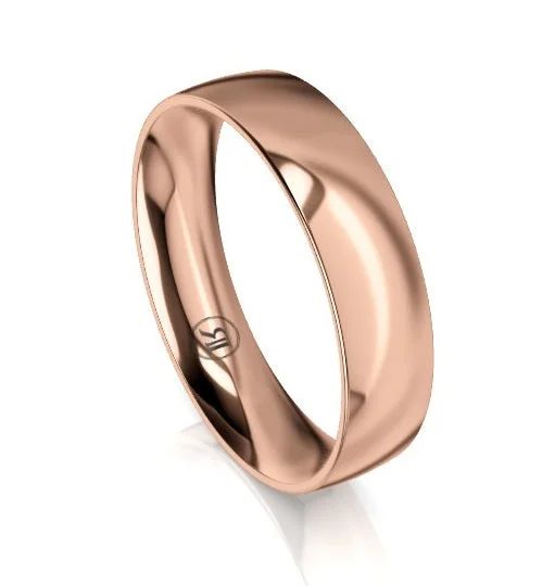 Adjustable - Fit Wedding Bands in Gold - Plated Metal for a Comfortable and Custom - Fitting OptionQuarter Curved Comfort Fit Wedding Ring (AC) - Rose Gold