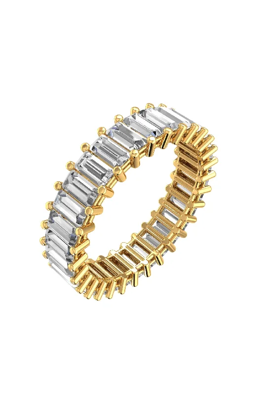 Two - Tone Gold and Silver Wedding Bands with a Twist Design for a Contemporary and Eye - Catching StyleEternity Baguette Band 18K Gold Ring w. Lab-Grown Diamonds