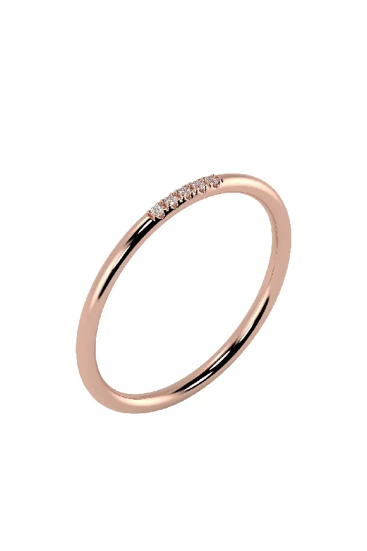 Two - Tone Gold and Silver Wedding Bands with a Twist Design for a Contemporary and Eye - Catching StyleLine 18K Rose Gold Ring w. Lab-Grown Diamonds