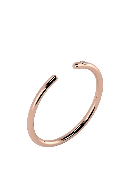 Hammered - Finish Copper Wedding Bands for a Rustic and Handmade - Look AppealLine Open 18K Rose Gold Ring w. Lab-Grown Diamond