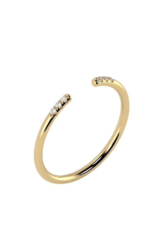 Adjustable - Fit Wedding Bands in Gold - Plated Metal for a Comfortable and Custom - Fitting OptionLine Open Pavé 18K Gold Ring w. Lab-Grown Diamonds