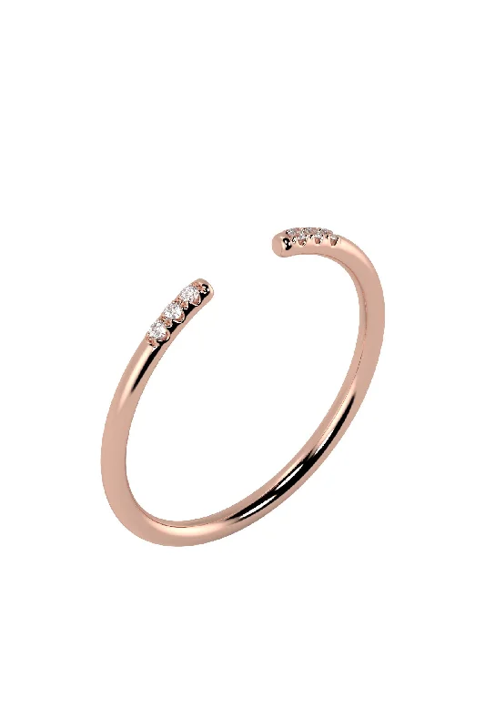 Pearl - and - Diamond - Studded Wedding Bands in White Gold for a Feminine and Elegant TouchLine Open Pavé 18K Rose Gold Ring w. Lab-Grown Diamonds