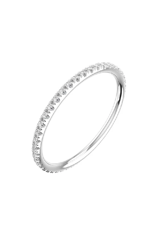 Stackable Wedding Bands in Sterling Silver with Enamel Inlays for a Colorful and Versatile OptionLine Pavé 18K White Gold Ring w. Lab-Grown Diamonds