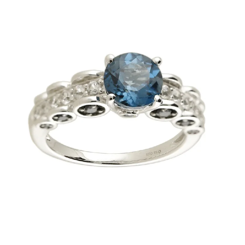 Tanzanite Gemstone Rings in 10K Gold with a Trilogy Design for a Sophisticated GiftRhodium over Sterling Silver 2.66ctw London Blue Topaz & mutiple stone Ring SZ 7