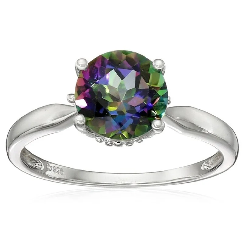 Peridot Gemstone Rings in 14K Gold - Filled Metal with a Pave - Set Band for a Sparkling LookRhodium Over Sterling Silver Mystic Topaz Ring - Green