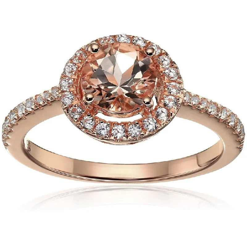 Topaz Gemstone Rings in 10K Gold with a Channel - Set Design for a Contemporary and Durable OptionRose Gold-plated Silver Morganite Created Sapphire Engagement Ring Sz7 - Pink