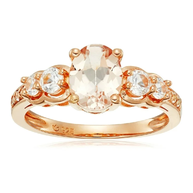 Sapphire Gemstone Rings in 18K White Gold with Diamond Accents for an Elegant EngagementRose Gold-plated Silver Morganite & Created White Sapphire Ring, Sz 7 - Pink