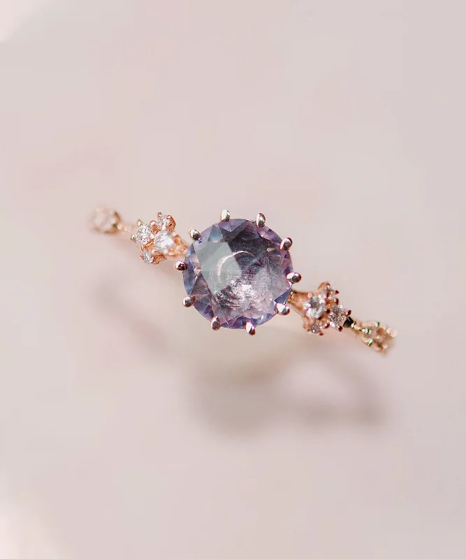 Halo Engagement Rings with a Cushion - Cut Center Diamond and Rose Gold BandRosecut Sapphire Oracle Ring