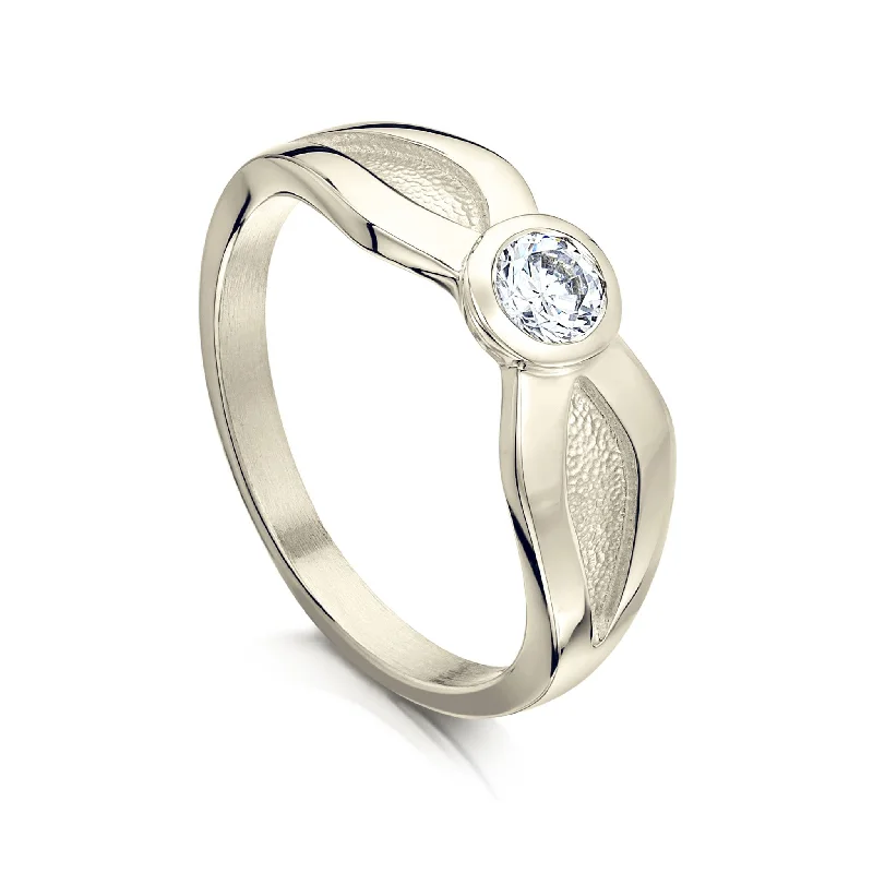 Marquise Cut Engagement Rings with a Channel - Set Diamond BandSaltire 0.25ct Diamond Ring in 18ct White Gold