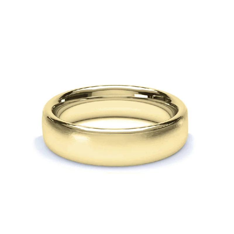 Adjustable - Fit Wedding Bands in Gold - Plated Metal for a Comfortable and Custom - Fitting Option- Oval Profile Satin Wedding Ring 9k Yellow Gold