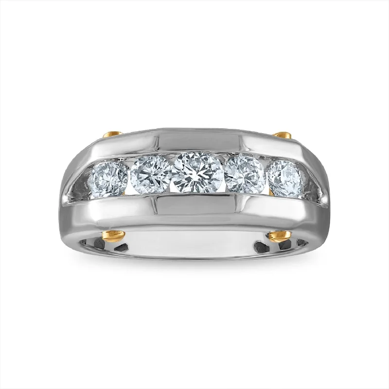 Moissanite - Set Wedding Bands in Yellow Gold for a Sparkling and Ethical Alternative to DiamondsSignature EcoLove 1 CTW Lab Grown Diamond Wedding Ring in 14KT White and Yellow Gold