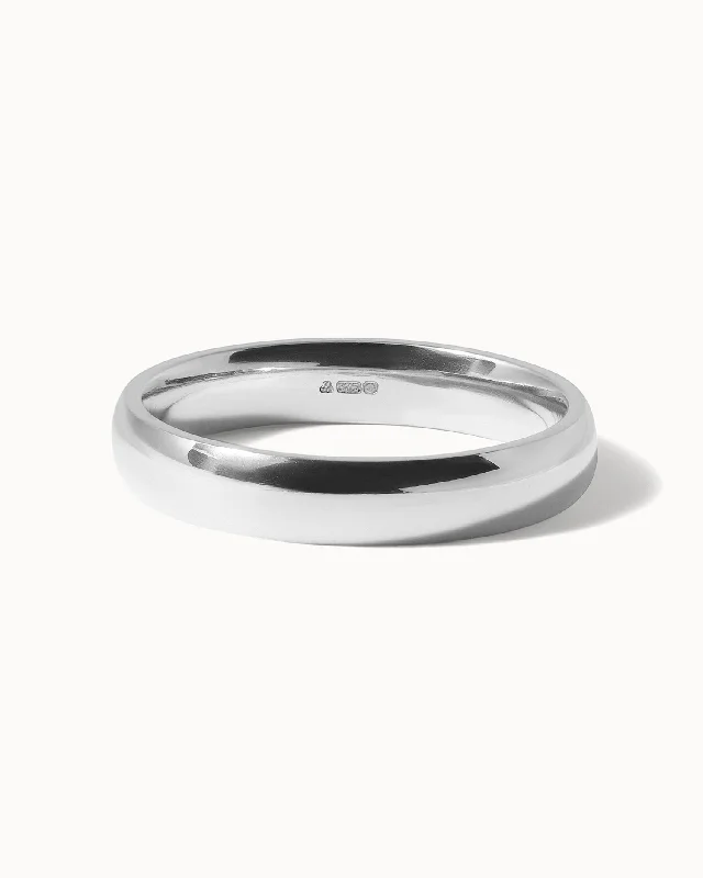 Stackable Wedding Bands in Sterling Silver with Enamel Inlays for a Colorful and Versatile OptionSolid White Gold Classic Ring - 4mm Band