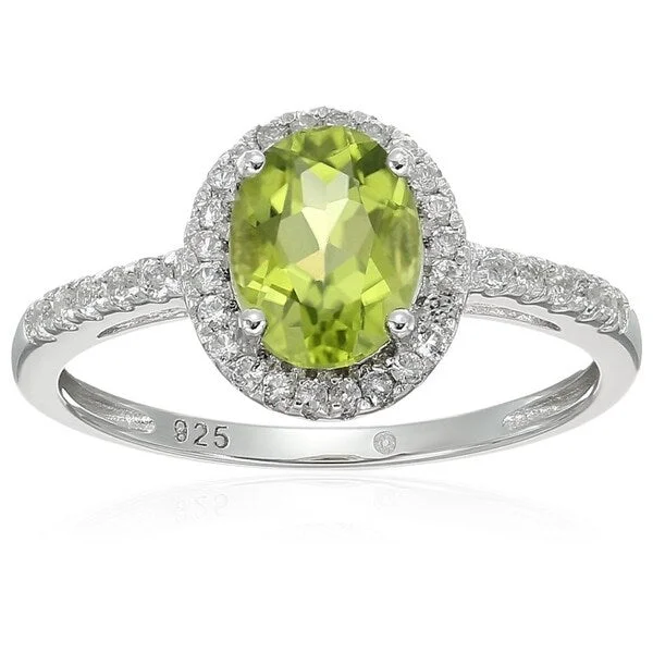 Ruby Gemstone Rings in 14K Yellow Gold with a Solitaire Setting for a Classic and Bold StatementSterling Silver Oval Peridot, White Topaz Ring - Green