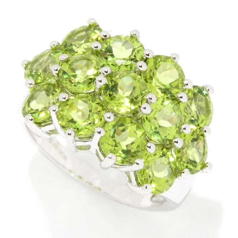 Aquamarine Gemstone Rings in 9K Gold with a Bezel Setting for a Modern and Secure FitSterling Silver Peridot Round Cut 3 Row Ring - Green