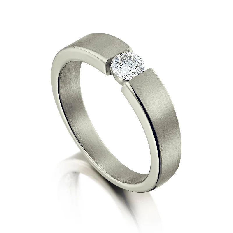 Adjustable Engagement Rings with a Flexible Band and a Princess - Cut Center DiamondTension-style 0.25ct Diamond Solitaire Ring in Platinum