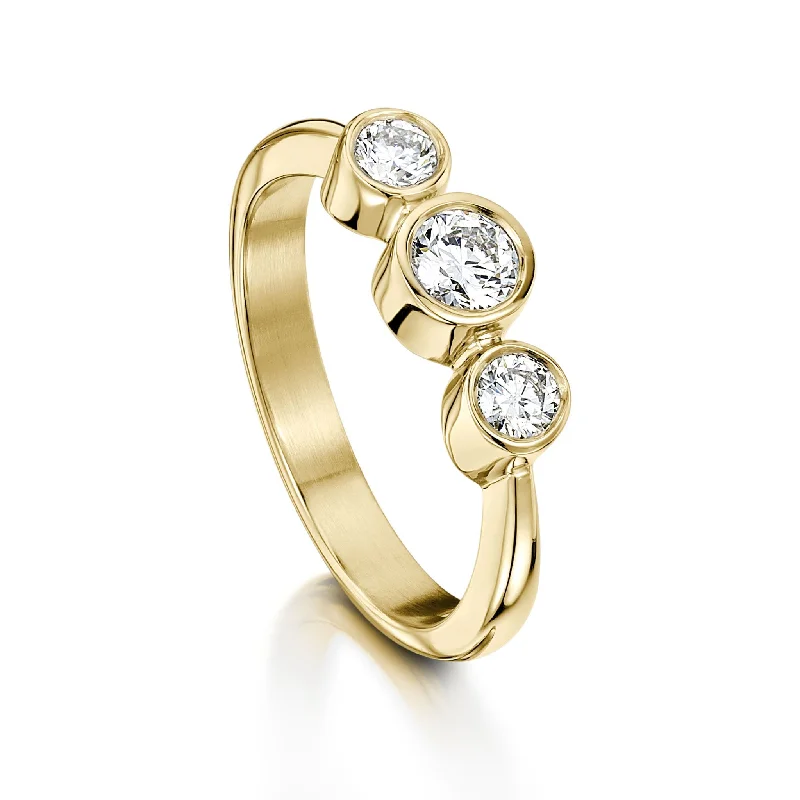 Cathedral - Style Engagement Rings with a Raised Center Stone and Intricate MetalworkTrilogy Diamond Dress Ring in 9ct Yellow Gold