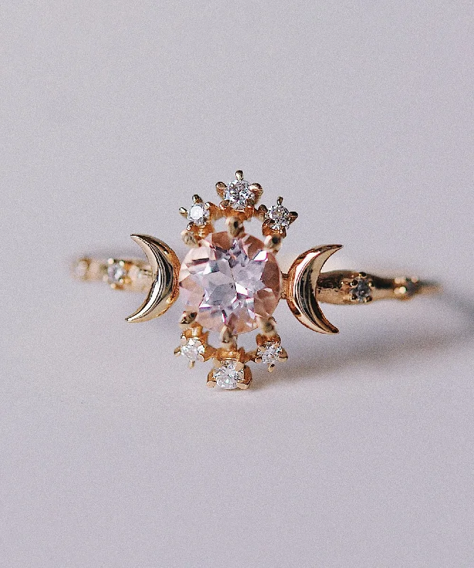 Solitaire Engagement Rings with a High - Clarity Round Diamond and Tapered BandMorganite Wandering Star Ring