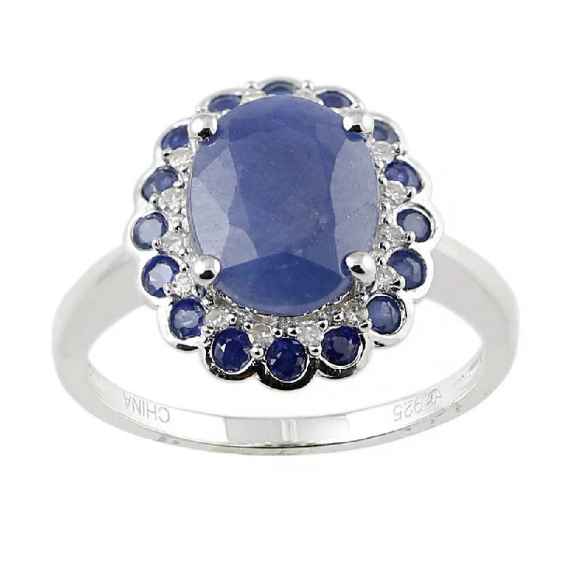 Iolite Gemstone Rings in 10K Gold with a Twisted Band for a Distinctive and Stylish AccessoryWhite Sterling Silver Natural Indian Blue Sapphire and Diamond Classic Ring