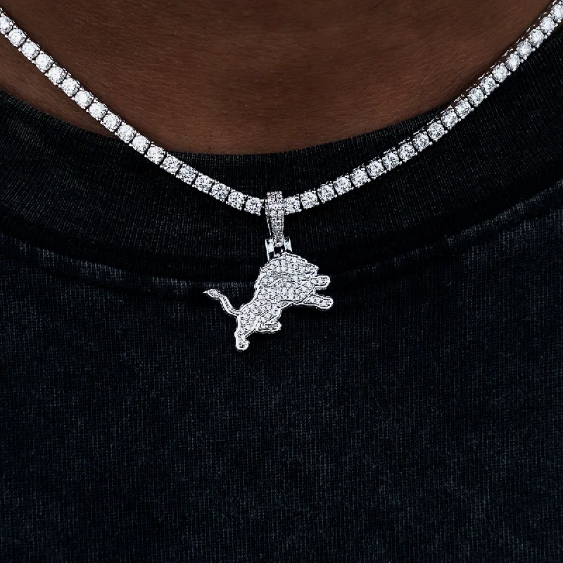 Custom - Engraved Initial Pendant Necklace in Sterling Silver for Mother's Day GiftDetroit Lions Micro Logo Pendant