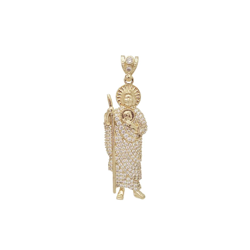 Retro - Inspired Art Deco - Patterned Pendant in Silver for Vintage LoversIcy Saint Jude Pendant (14K)