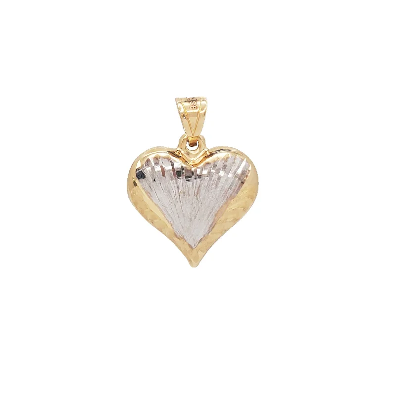 Braided Hemp Rope Necklace with a Seashell Pendant for Summer BeachgoersTwo-Tone Diamond Cut Puffy Heart Pendant (18K)