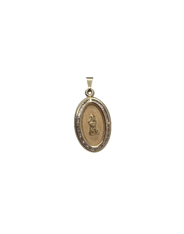 Customized Birthstone Pendant with Engraved Name for a Personalized TouchZirconia Saint Lazarus Pendant (14K ) Customized Birthstone Pendant with Engraved Name for a Personalized TouchZirconia Saint Lazarus Pendant (14K )